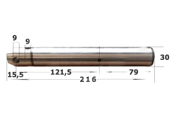 30x216 mm. Bolzen mit Schmierung