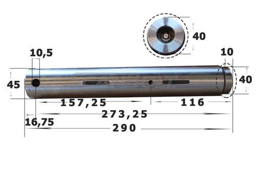 45x290 mm. Bolzen mit Schmierung