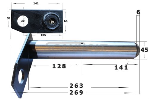 45x269 mm. Bolzen mit Schmierung