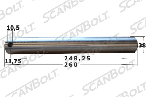 38X260 mm. Bolzen ohne Schmierung