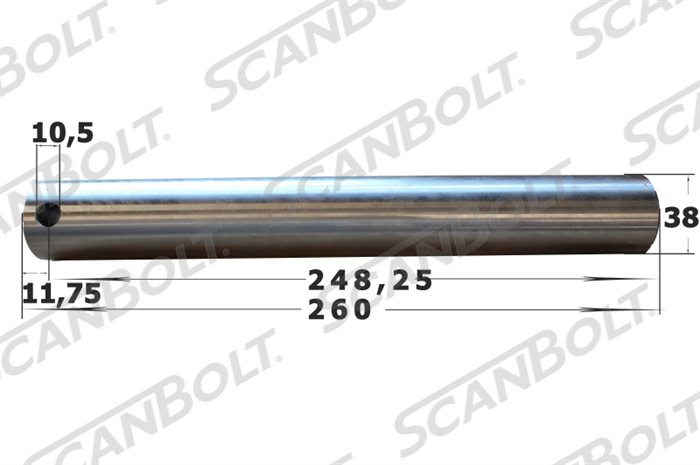 38X260 mm. Bolzen ohne Schmierung