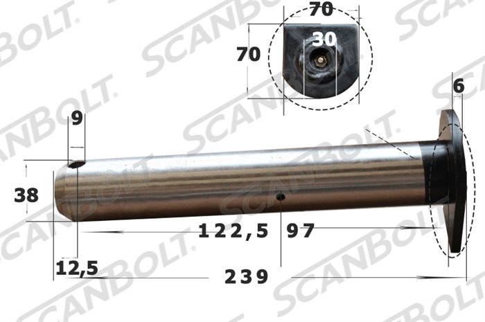 38x239 mm. Bolzen mit Schmierung