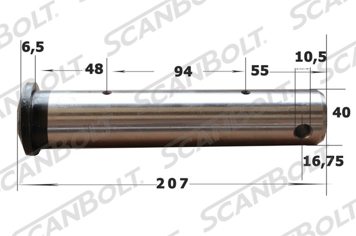 40x207 mm. Bolzen mit Schmierung