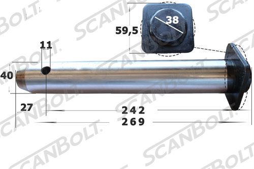 40x269 mm. Bolzen ohne Schmierung