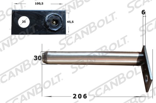 30x206 mm. Bolzen ohne Schmierung