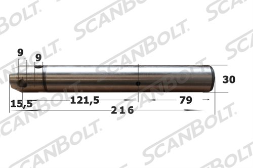 30x216 mm. Bolzen mit Schmierung